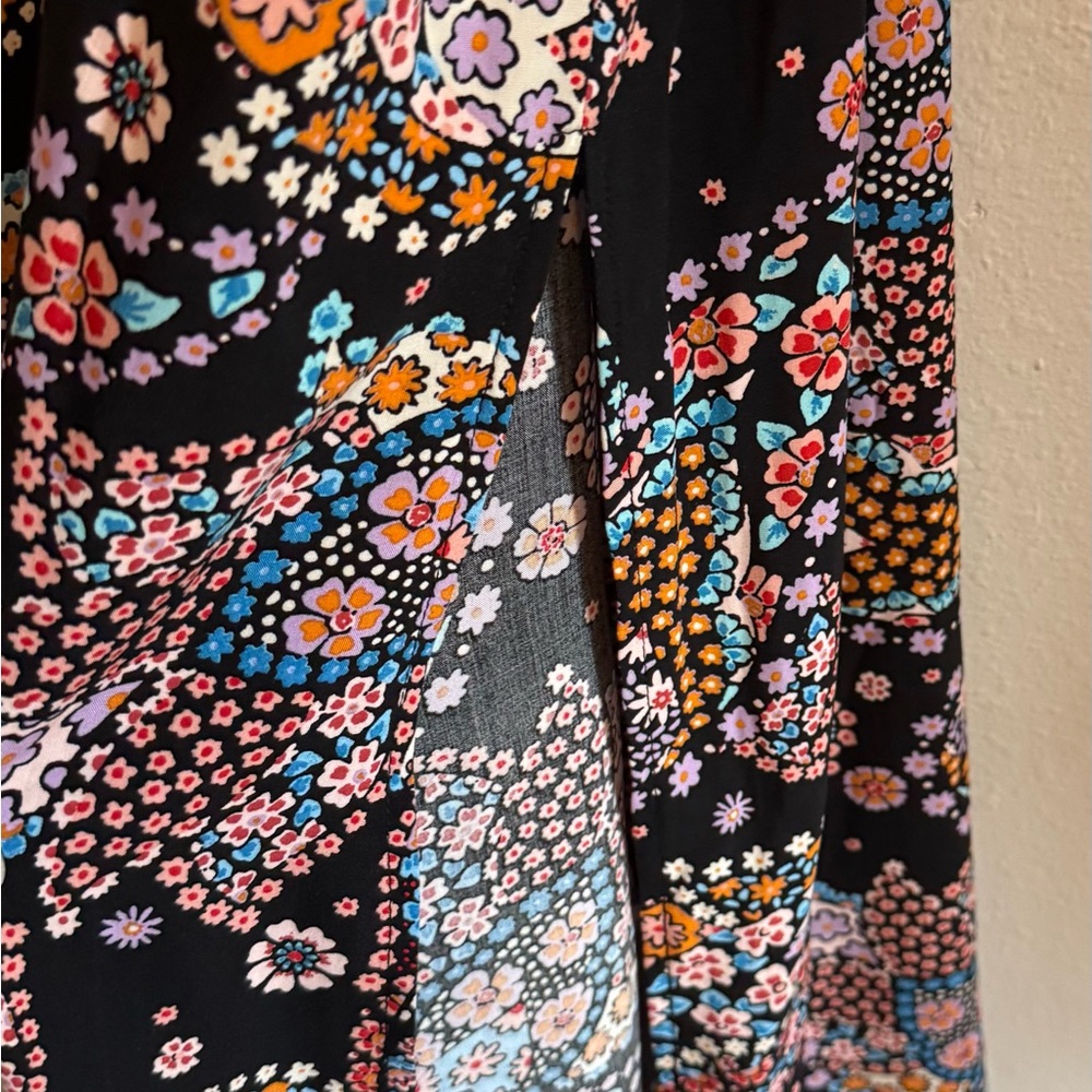 LOVESTITCH Floral Lace Trim Maxi Dress Black Boho Smocked Back Small NWT - Picture 6 of 10
